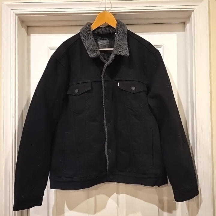 Levi's Black Bomber Jacket With Gray Sherpa Collar